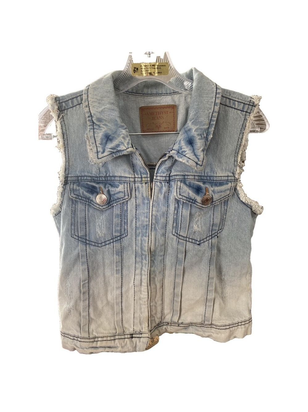 Women’s Amethyst Jeans Vest, XL, Light Blue